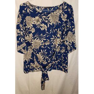 Tie-Front Blouse, XL, Women's, 3/4 Sleeve